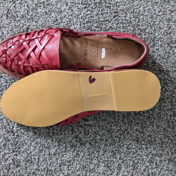 Red women's Mexican huraches 9 - Picture 3 of 4